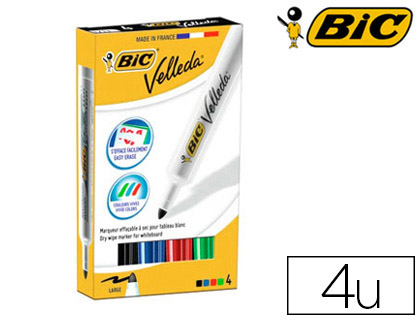 Marqueurs effaçables BIC Velleda 1711 assortis boîte de 4 vue 2