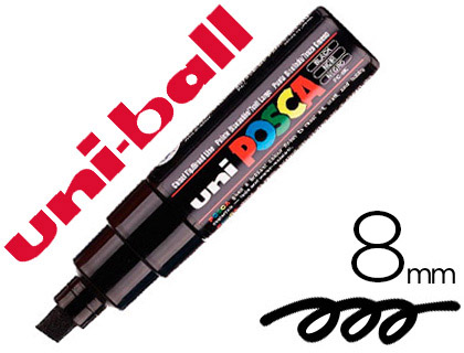 Marqueur Posca PC-8K pointe biseautée large noir vue 2