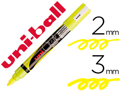 Marqueur craie Uni-ball Chalk Marker jaune fluo pointe moyenne vue 2