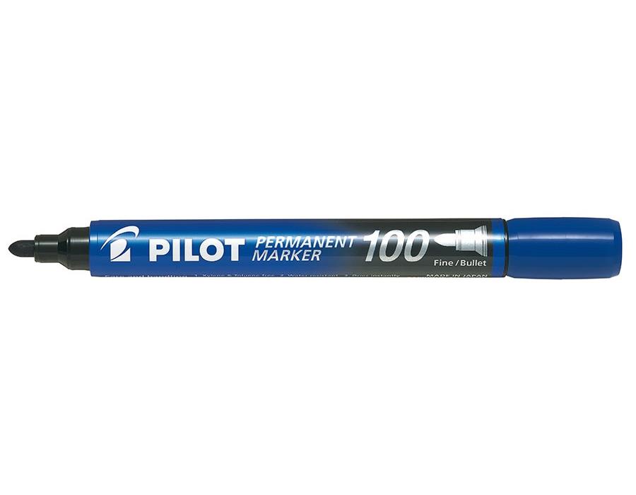 Marqueur permanent Pilot 100 bleu pointe ogive fine vue 2