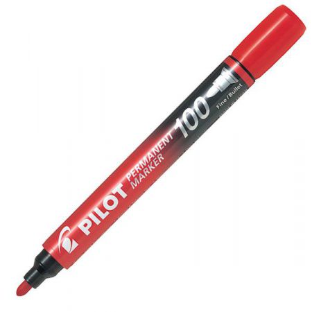Marqueur permanent Pilot 100 rouge pointe ogive fine vue 2