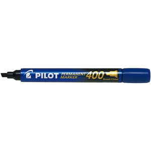 Marqueur permanent Pilot 400 bleu pointe biseautée vue 2