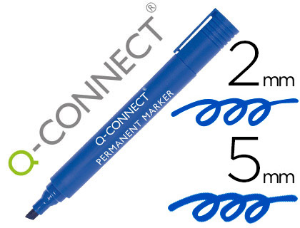 Marqueur permanent Q-Connect pointe biseautée 5 mm bleu vue 2