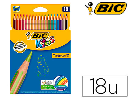 Crayons de couleur BIC Kids Tropicolors 2 étui de 18 vue 2