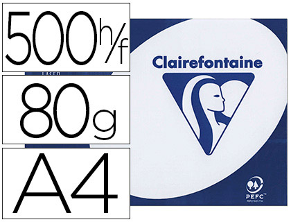 Papier perforé Clairefontaine Clairalfa A4 80 g blanc, ramette de 500 feuilles