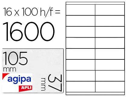 AGIPA ÉTIQUETTES COINS DROITS 105X37MM