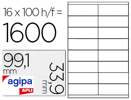 AGIPA ÉTIQUETTES COINS ARRONDIS 99.1X33.9MM