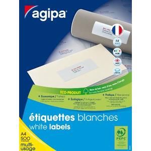 AGIPA ÉTIQUETTES BLANCHES 105X37MM PACK DE 500 FEUILLES