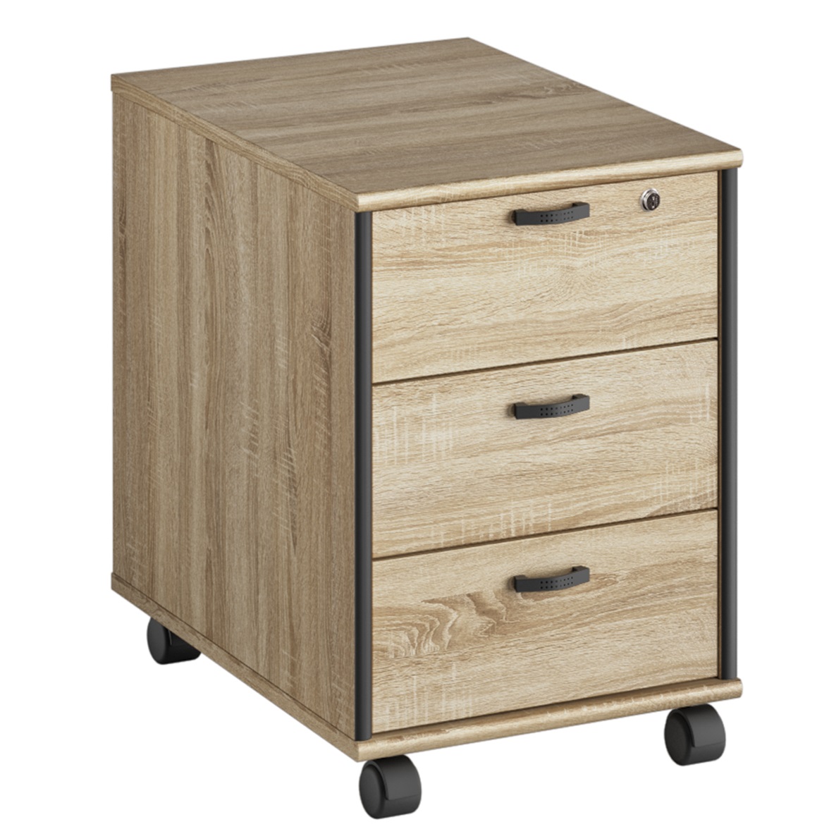 Caisson mobile 3 tiroirs Mambo chêne Sonoma noir Gautier Office