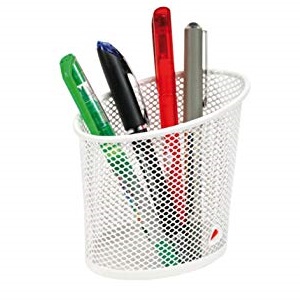 POT A CRAYON EN METAL MESH BLANC