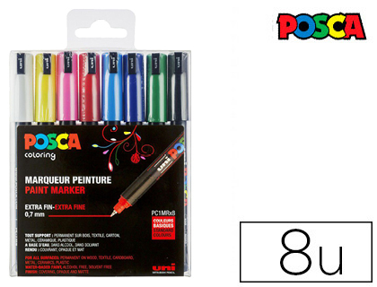 Set de 8 marqueurs Posca PC-1MR coloris basiques vue 2