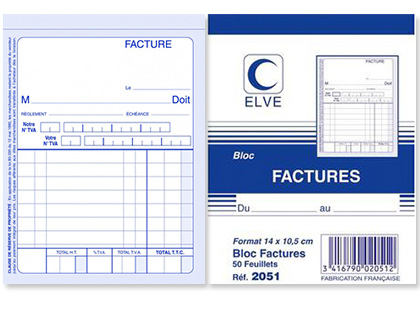 BLOC FACTURES 50 FEUILLETS 140X105MM