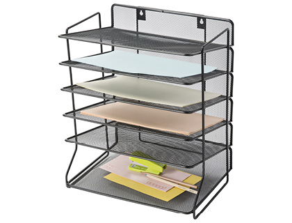 Trieur corbeilles à courrier Q-CONNECT métal maille noir