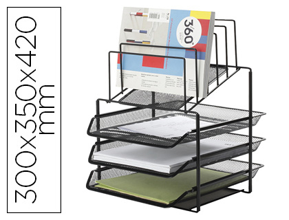 Organiseur Q-CONNECT 3 corbeilles et 5 trieurs à enveloppes métal noir