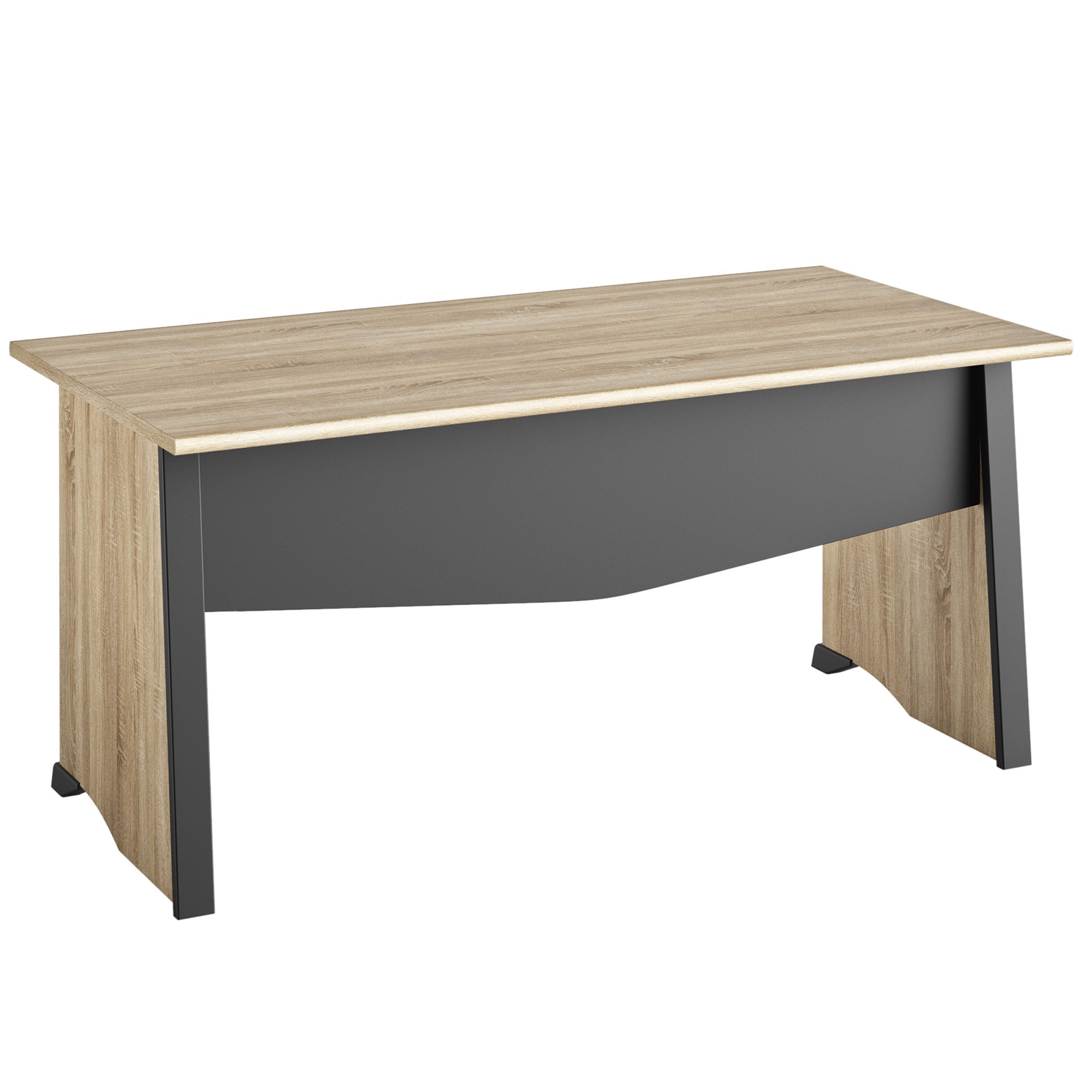 Bureau droit Mambo 160 cm pieds panneaux chêne Sonoma noir Gautier Office