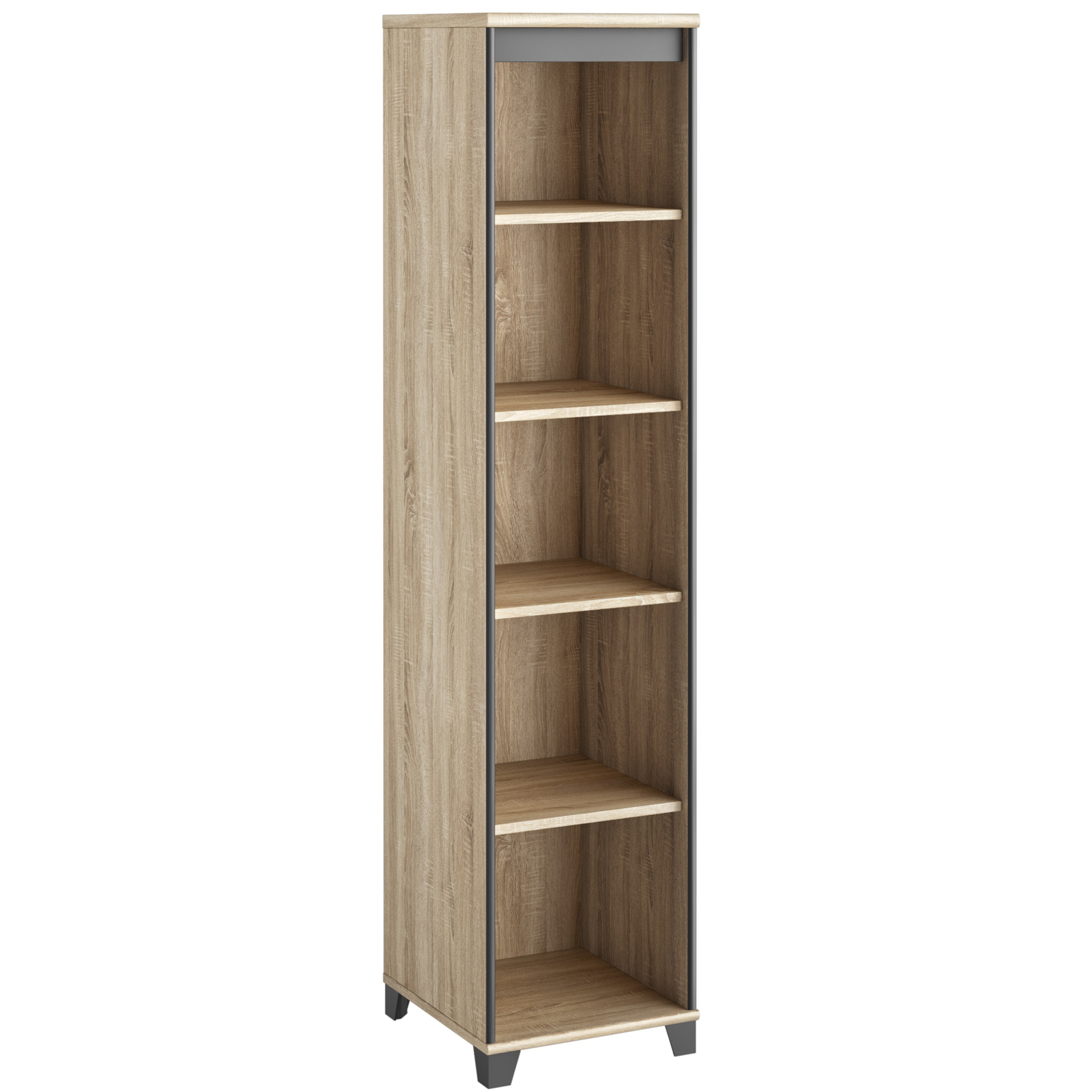 Bibliothèque 42 cm 4 étagères Mambo chêne Sonoma noir Gautier Office