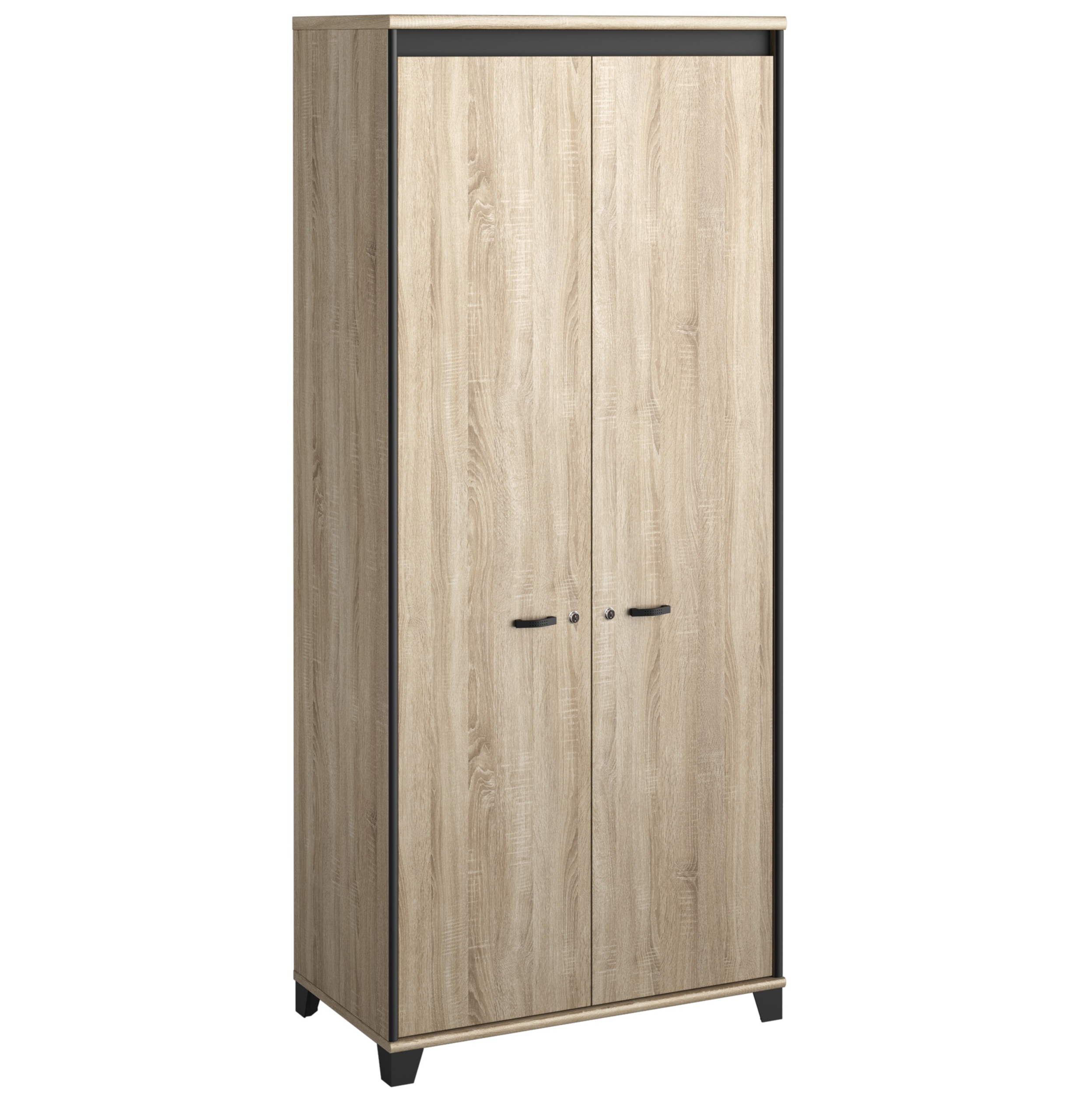 Armoire 2 portes Mambo chêne Sonoma noir Gautier Office