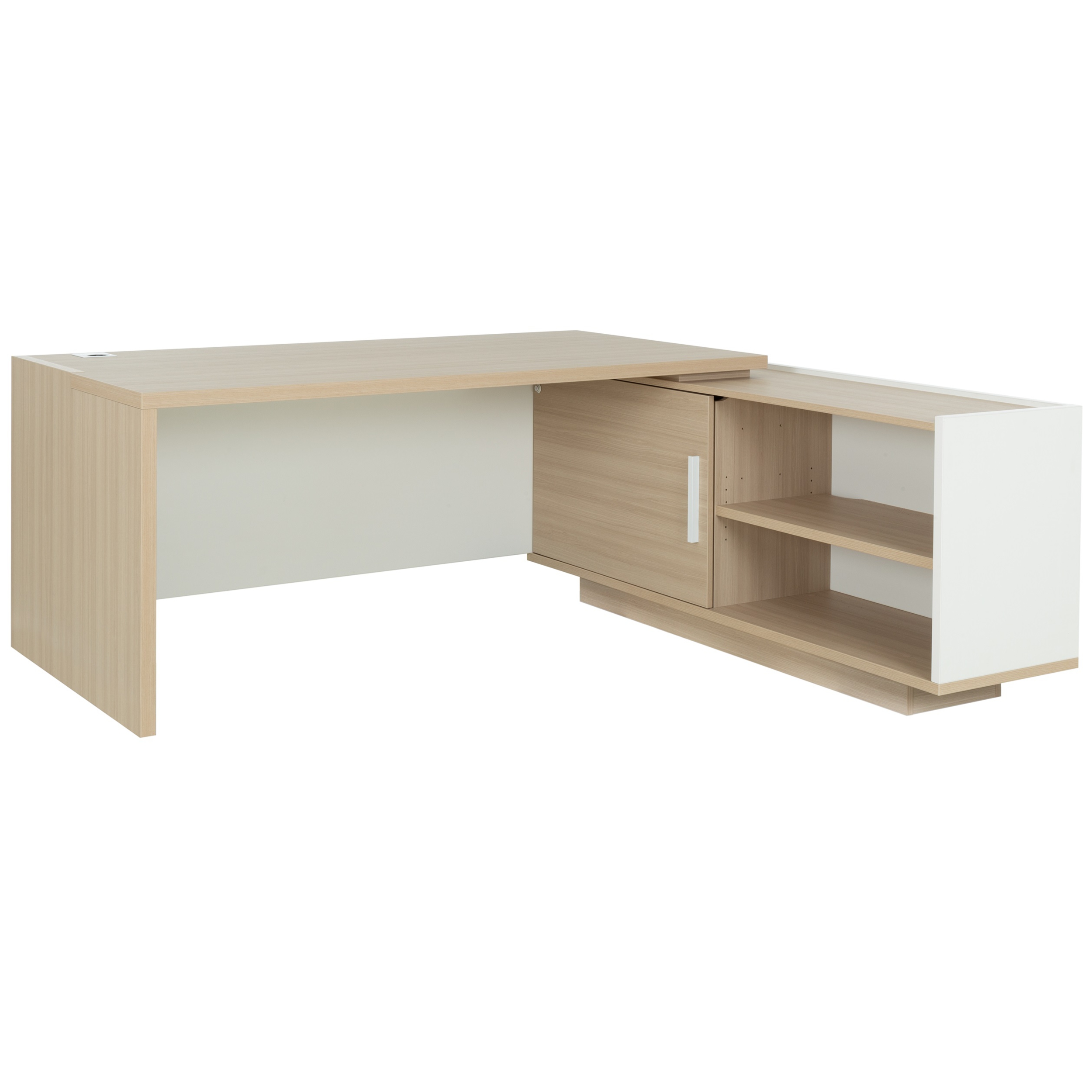 Bureau retour crédence droit Brabant 180 et 200 cm chêne structuré blanc Gautier Office, vue 2