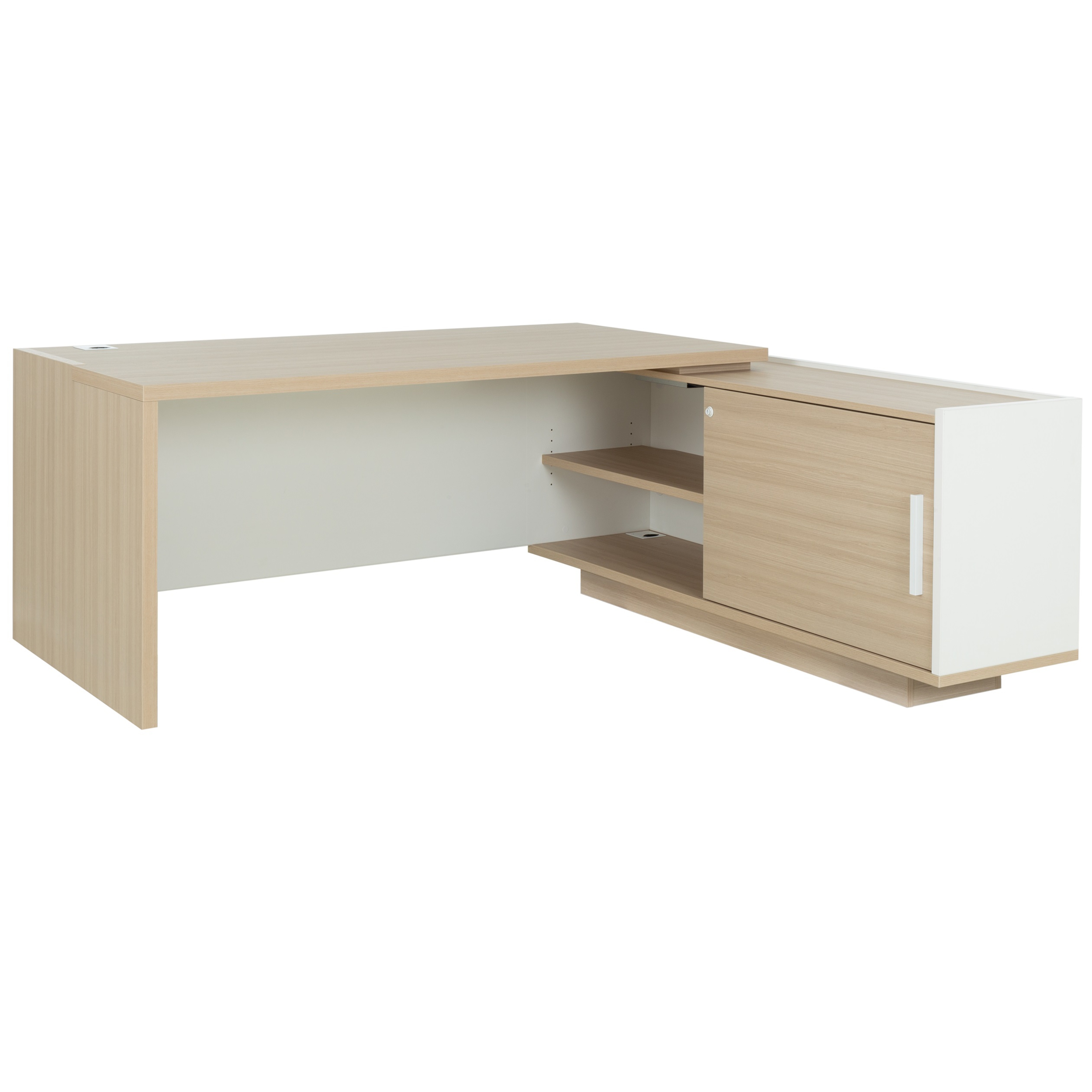 Bureau retour crédence droit Brabant 180 et 200 cm chêne structuré blanc Gautier Office, vue 1
