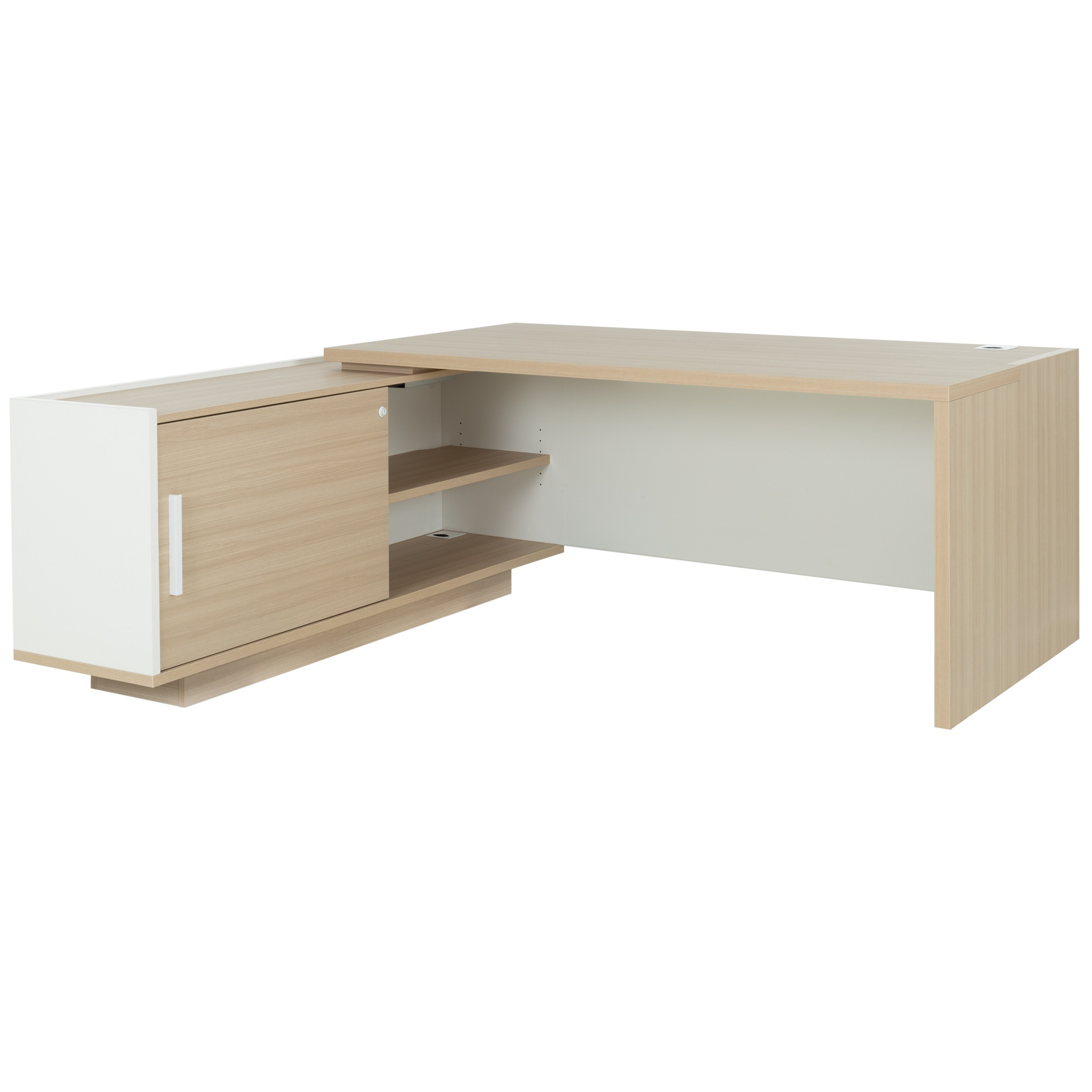 Bureau retour crédence gauche Brabant 180 et 200 cm chêne structuré blanc Gautier Office, vue 1