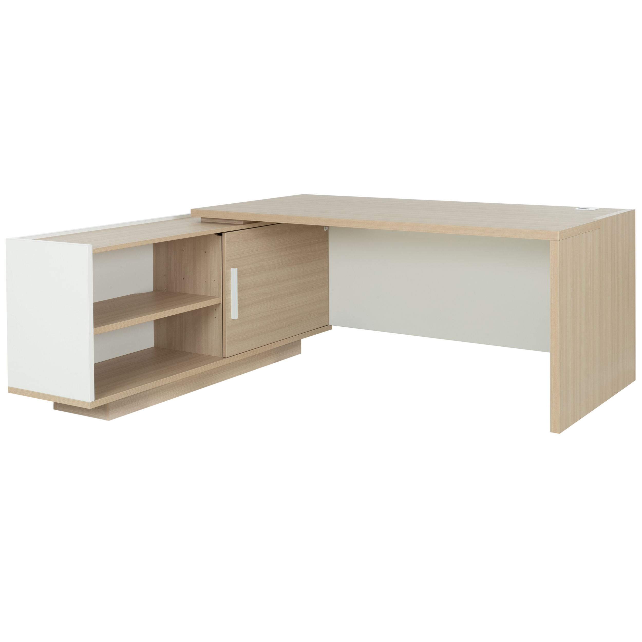 Bureau retour crédence gauche Brabant 180 et 200 cm chêne structuré blanc Gautier Office, vue 2