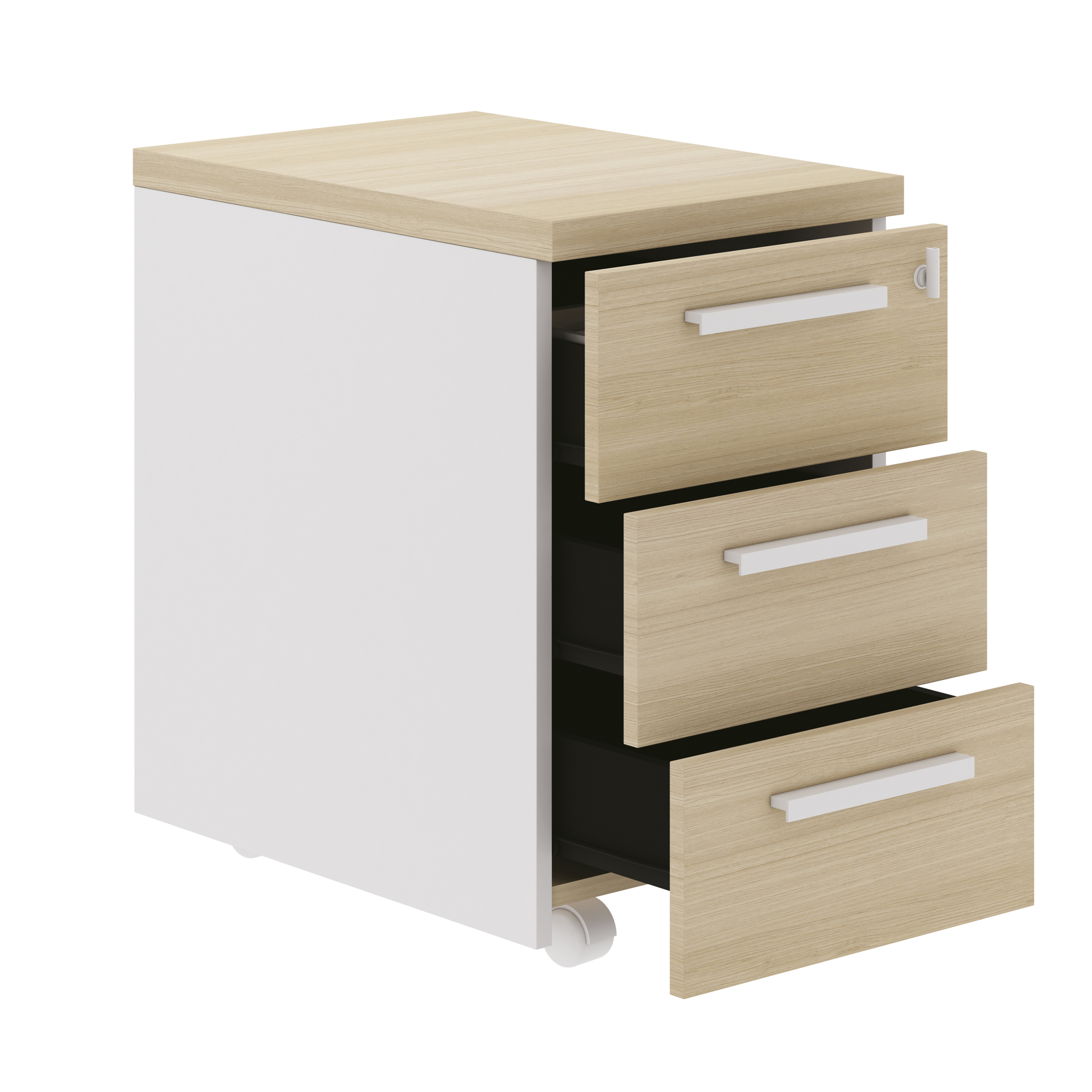Caisson mobile 3 tiroirs Brabant 42 x 60 cm chêne structuré blanc Gautier Office, vue 1