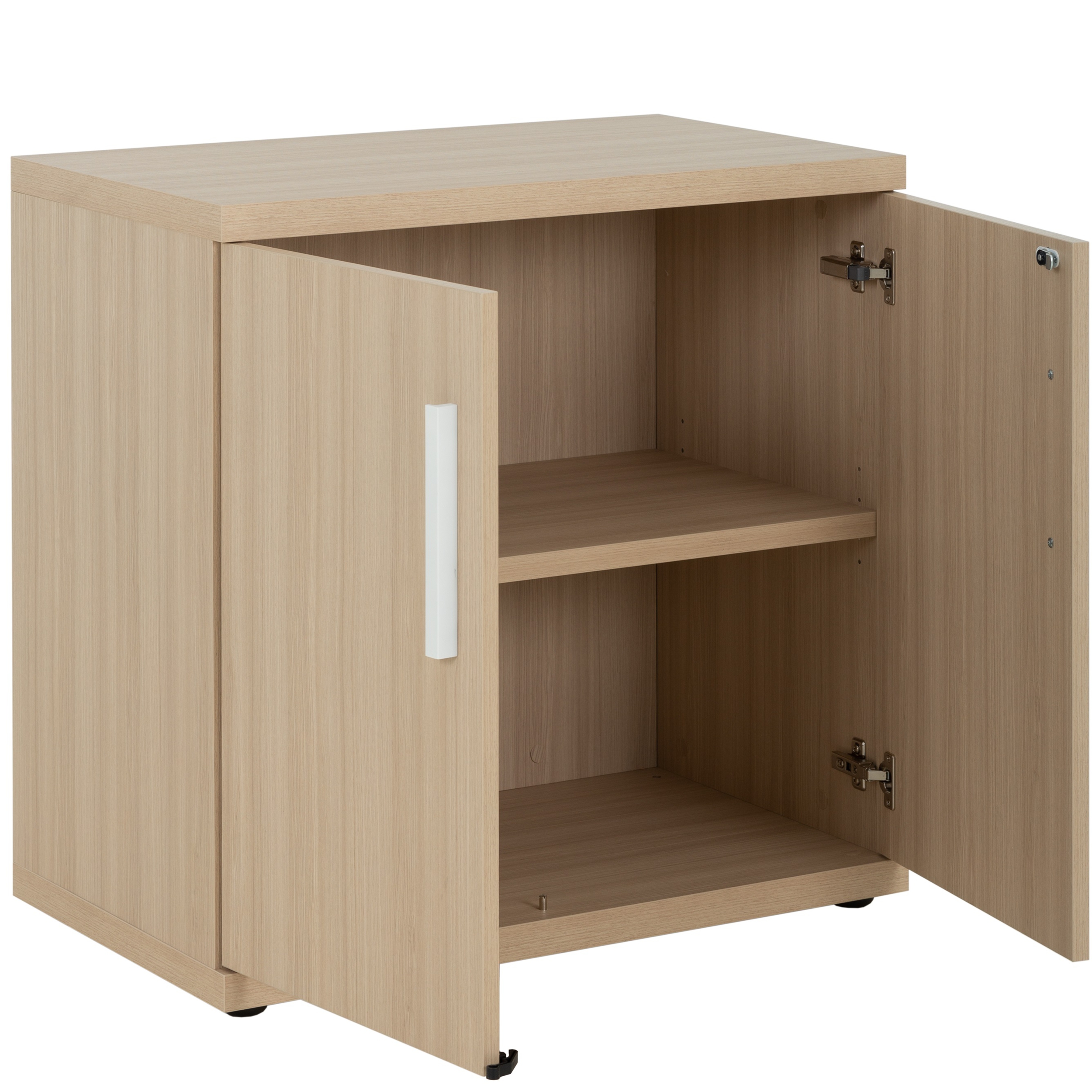 Rangement bas 2 portes Brabant 80 cm chêne structuré blanc Gautier Office, vue 1