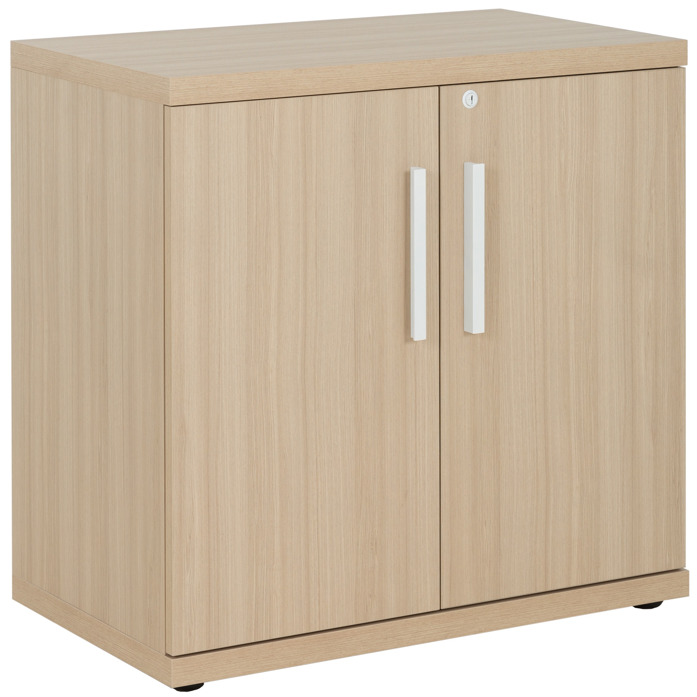Rangement bas 2 portes Brabant 80 cm chêne structuré blanc Gautier Office, vue 3
