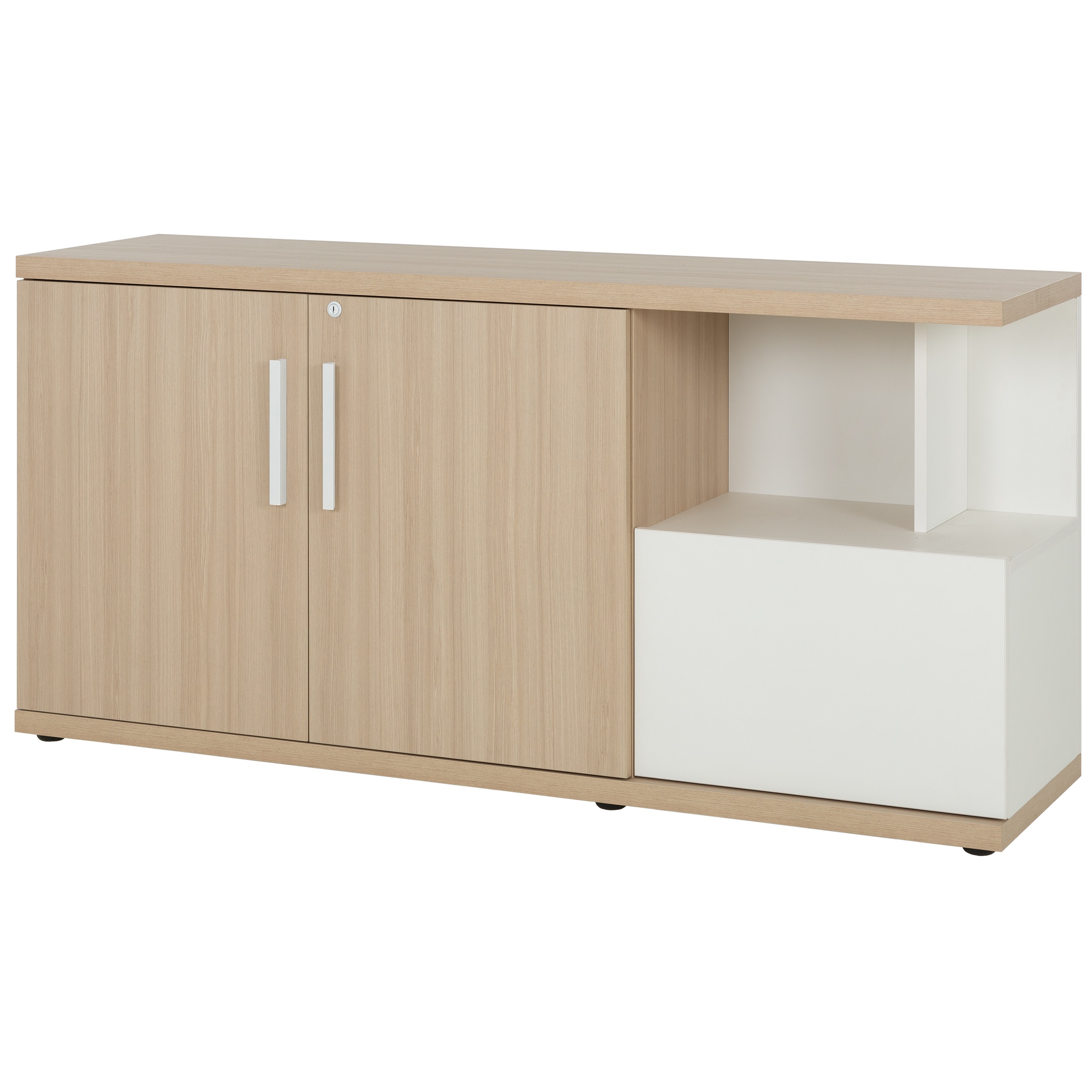 Crédence Brabant 160 cm chêne structuré blanc Gautier Office, vue 4
