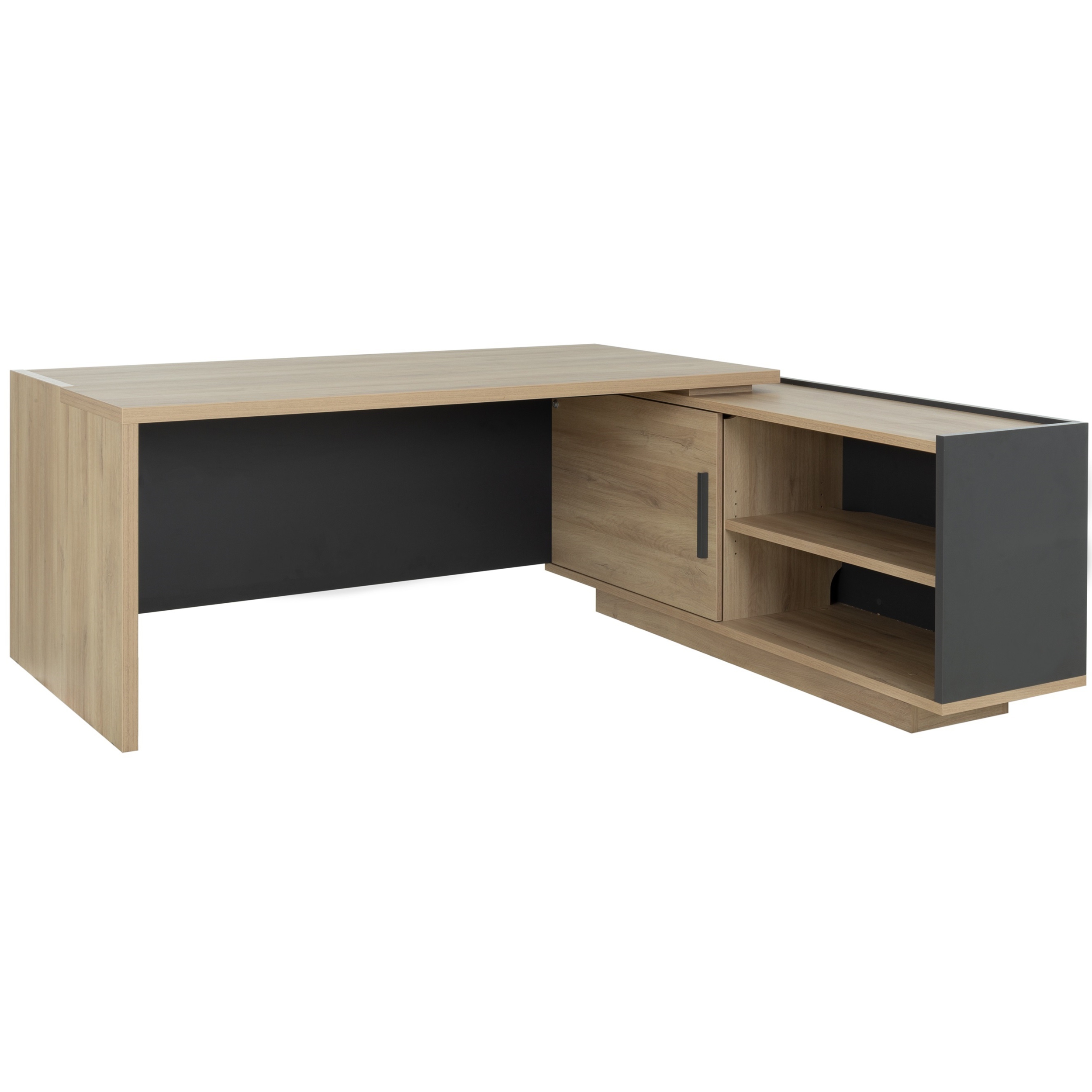 Bureau retour crédence droit Brabant 180 et 200 cm chêne du bocage anthracite Gautier Office, vue 2