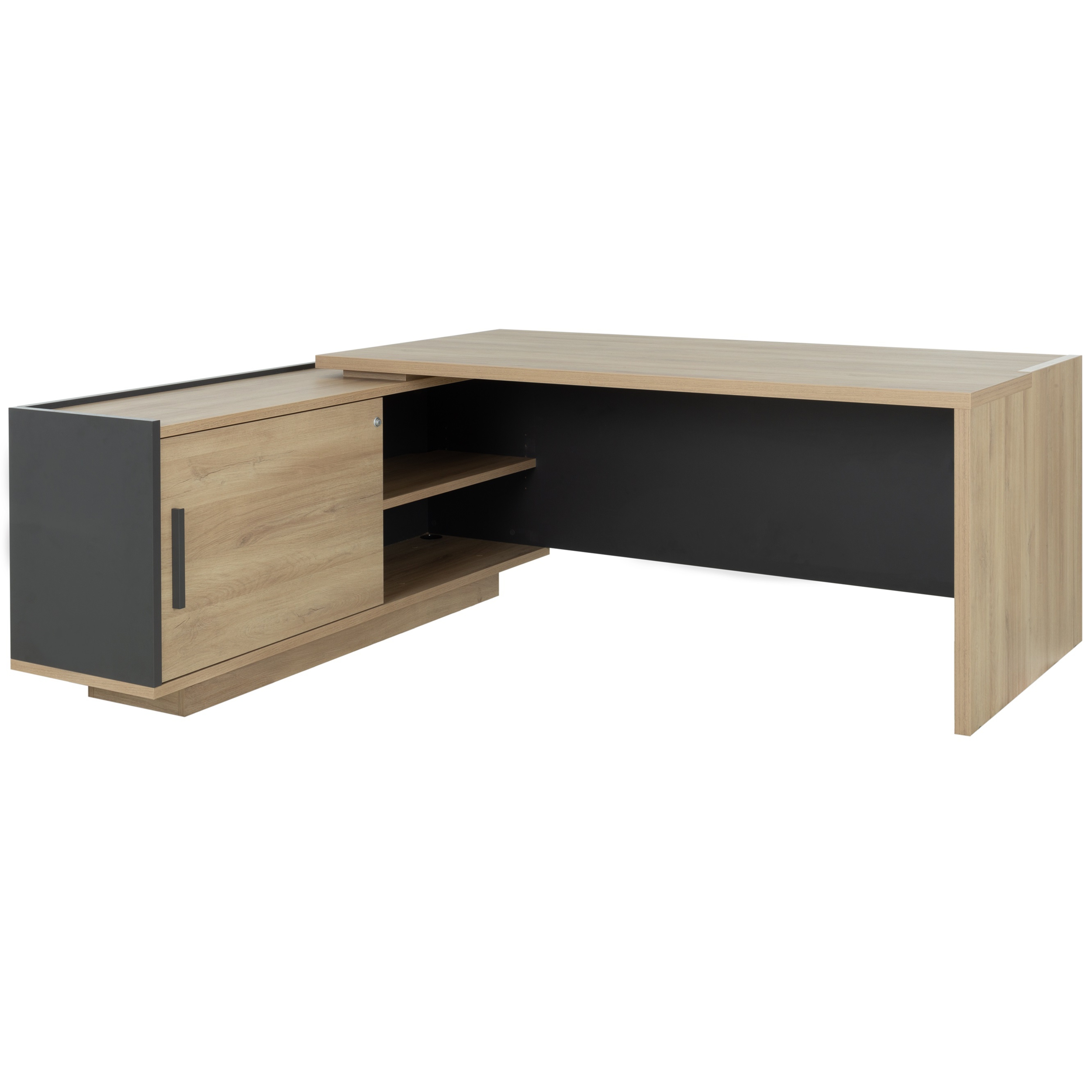 Bureau retour crédence gauche Brabant 180 et 200 cm chêne du bocage anthracite Gautier Office, vue 1