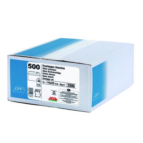 Enveloppes sans fenêtre - 110 x 220 mm - Lot de 500 GPV 2886