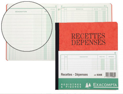 REGISTRE RECETTES/DEPENSES 21X19CM