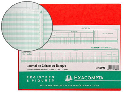 EXACOMPTA JOURNAL DE CAISSE BANQUE 22300