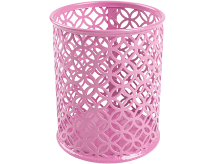 Pot à crayons Q-CONNECT métal motif rose vue 2