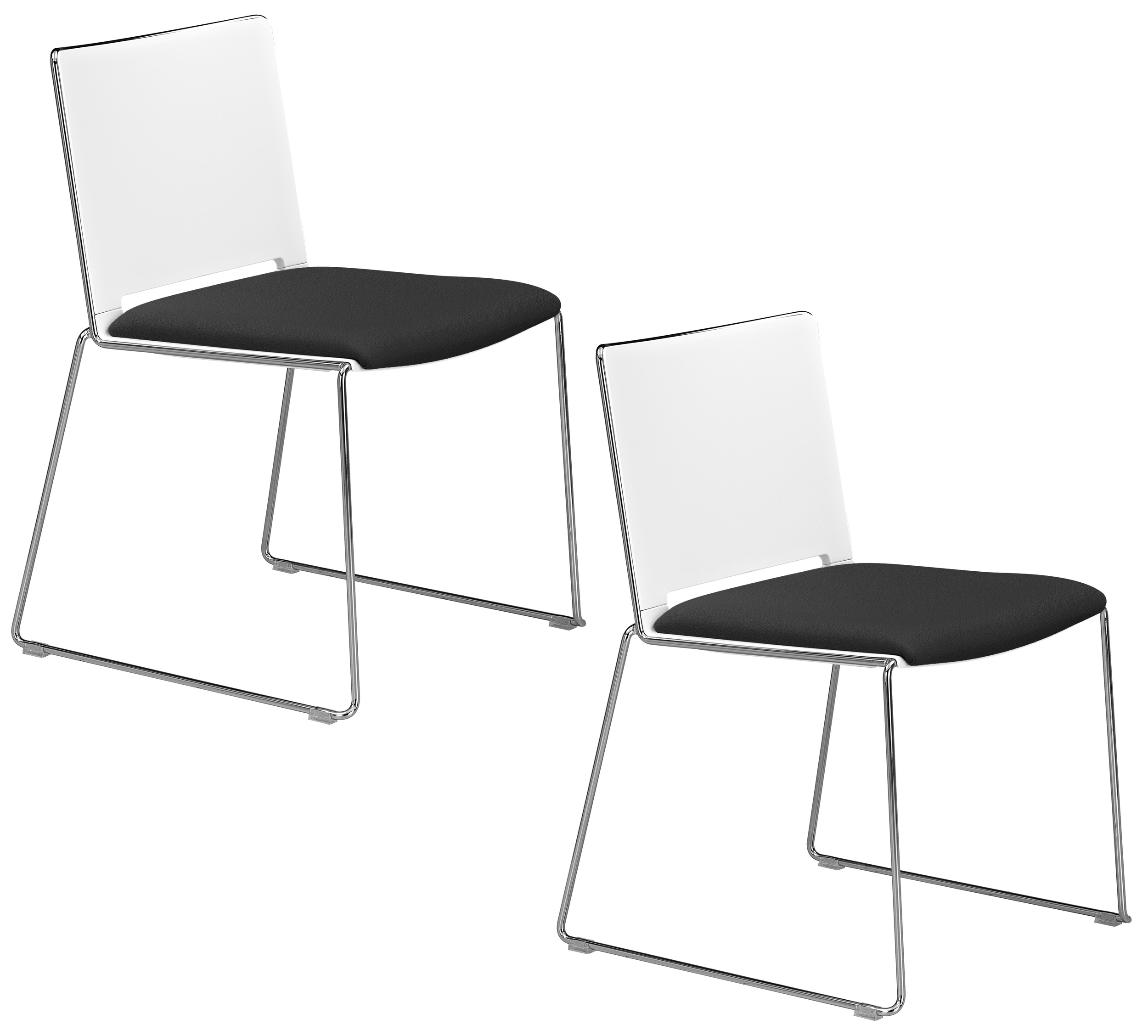 Chaise visiteur GAUTIER OFFICE Flora blanc et noir lot de 2
