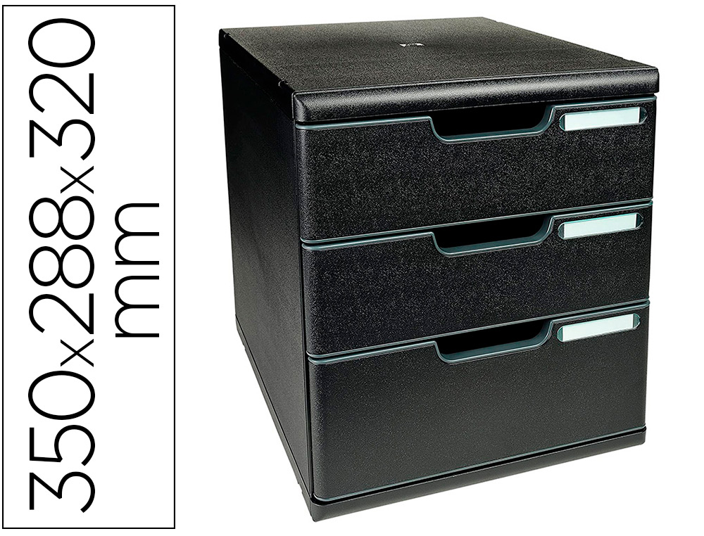 Module de classement EXACOMPTA Modulo Ecoblack 3 tiroirs noir vue 2