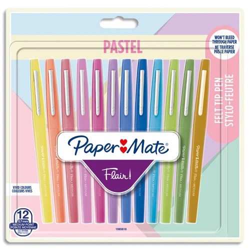 Stylos feutre Paper Mate Flair pastel lot de 12 vue 2