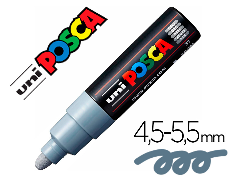 Marqueur Posca PC-7M pointe conique large gris vue 2
