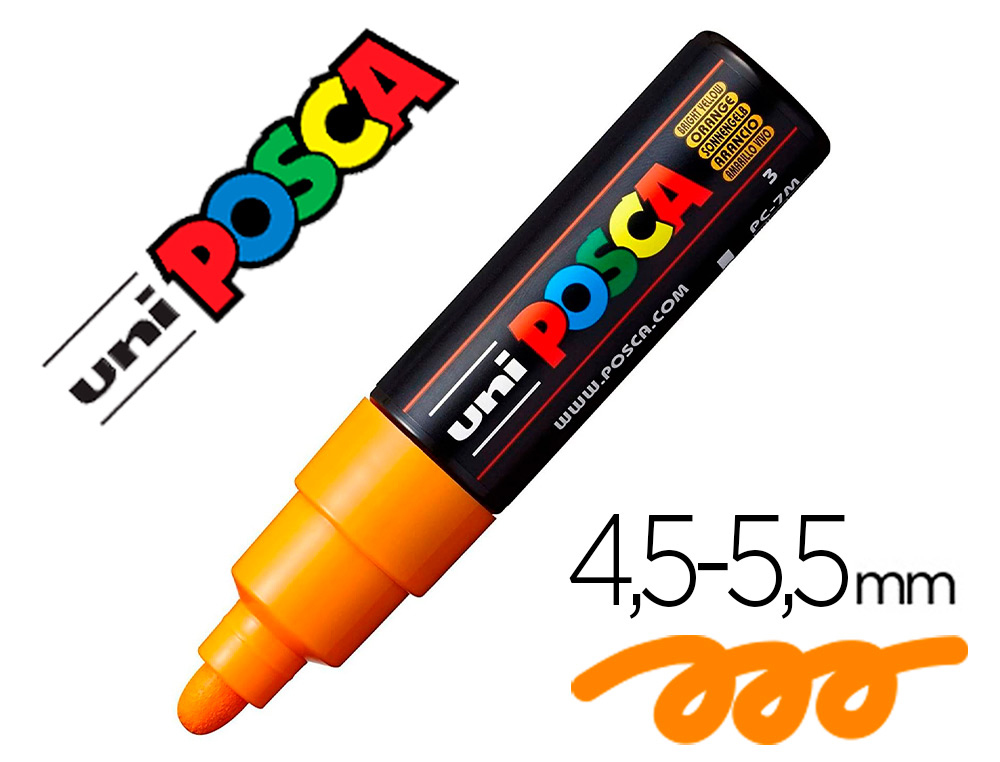 Marqueur Posca PC-7M pointe conique large orange vue 2