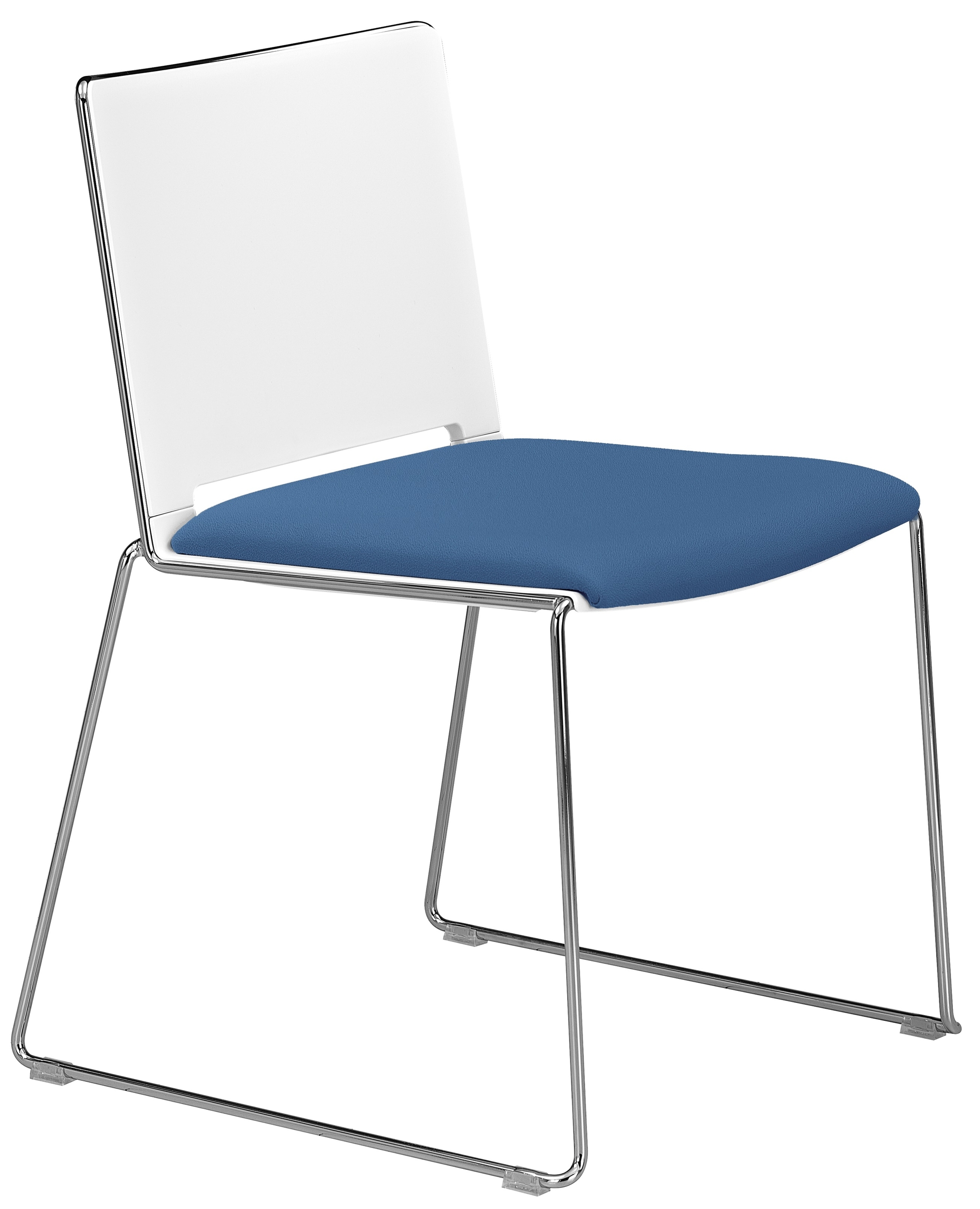 Chaise visiteur GAUTIER OFFICE Flora blanc et bleu indigo