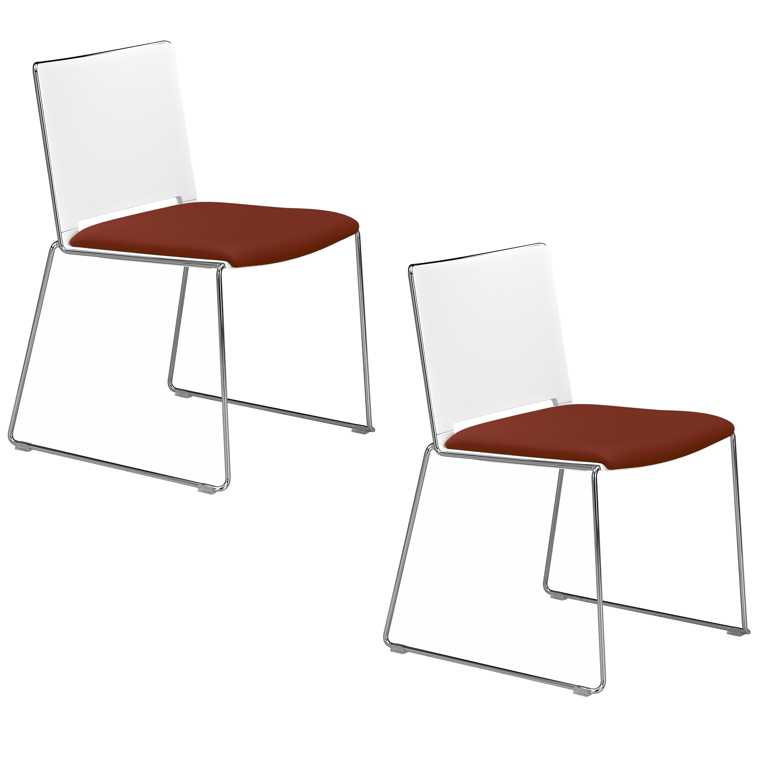 Chaise visiteur GAUTIER OFFICE Flora blanc et pourpre lot de 2