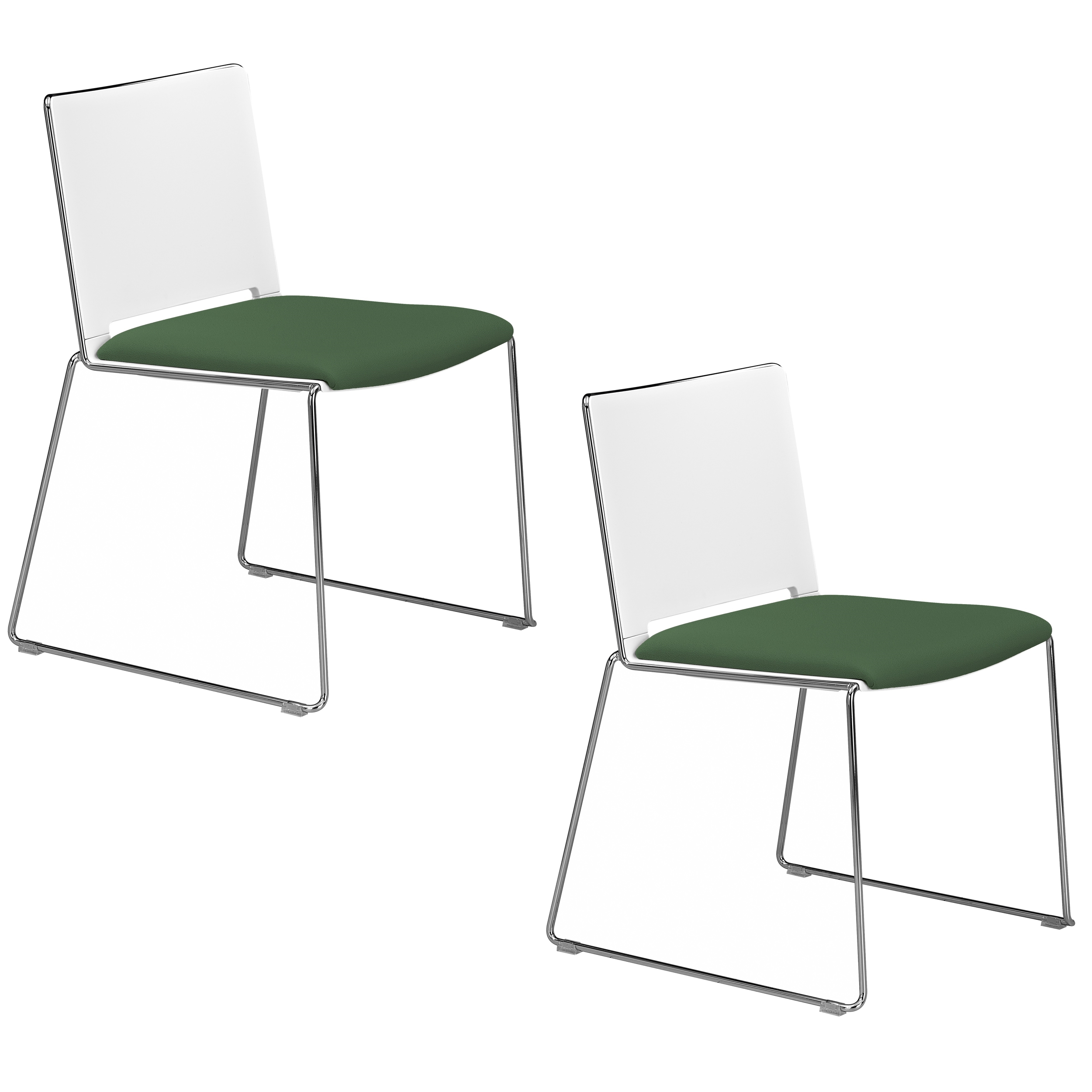 Chaise visiteur GAUTIER OFFICE Flora blanc et vert forest lot de 2