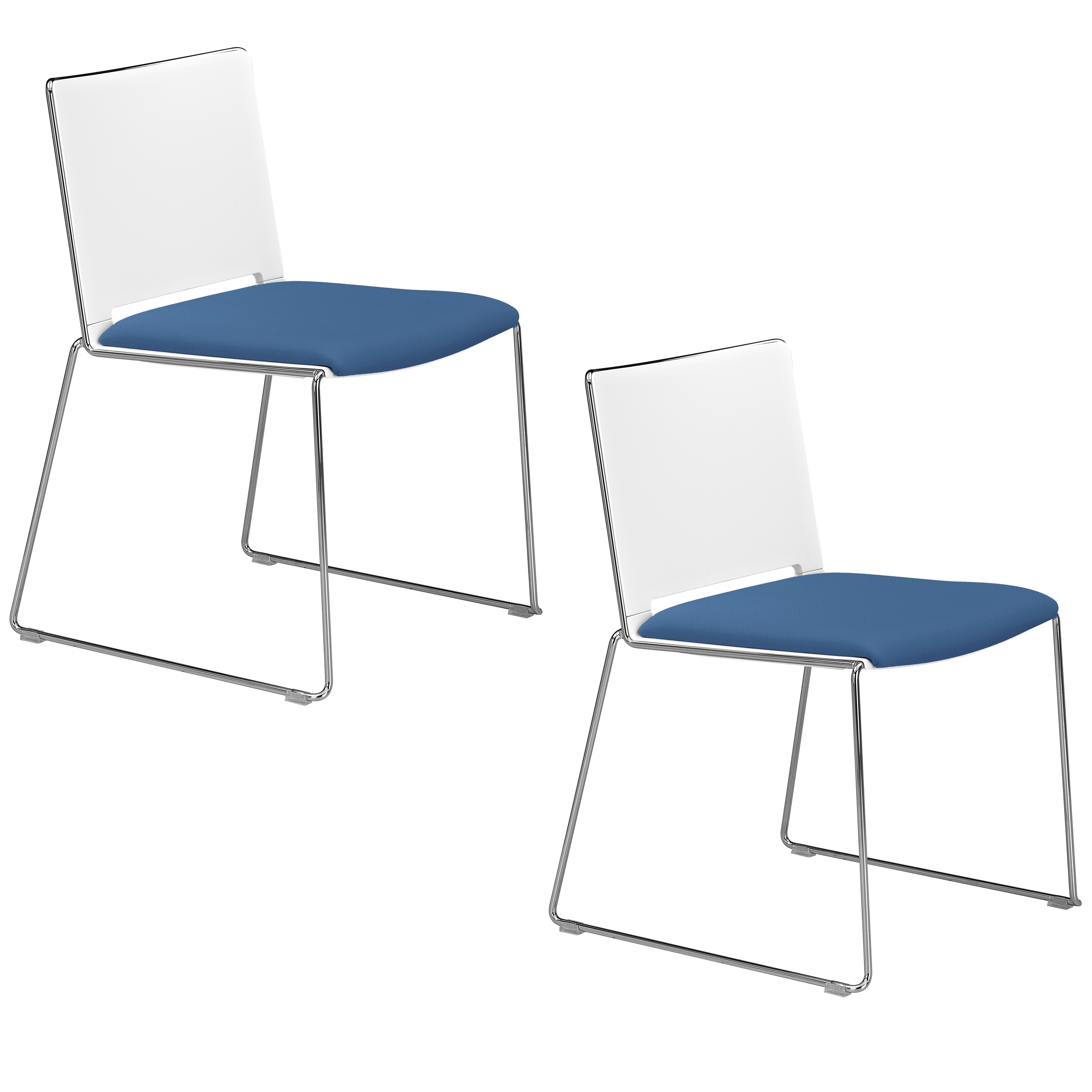 Chaise visiteur GAUTIER OFFICE Flora blanc et bleu indigo lot de 2