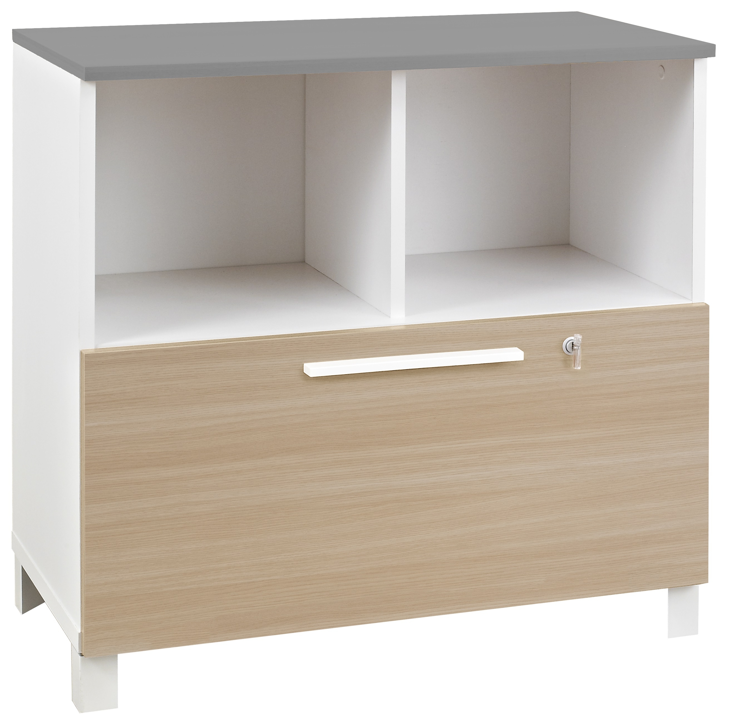 Rangement bas 2 cases 1 tiroir Sunday chêne 80 cm Gautier Office