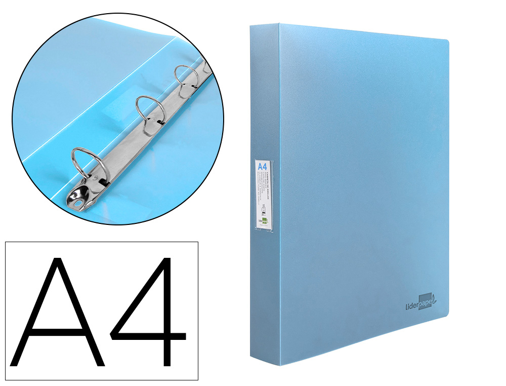 POLYPRO A4 4 ANNEAUX 40MM BLEU CIEL OPAQUE