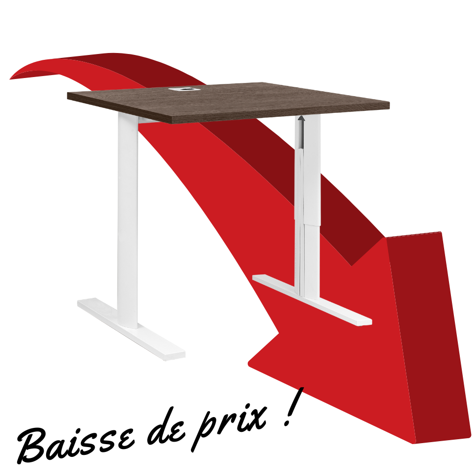 YES CHENE ROYAL PIEDS MÉTAL BLANC AJUSTABLES BUREAU 80CM