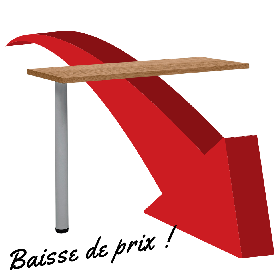 YES MERISIER PIED GRIS RETOUR POUR BUREAU AJUSTABLE