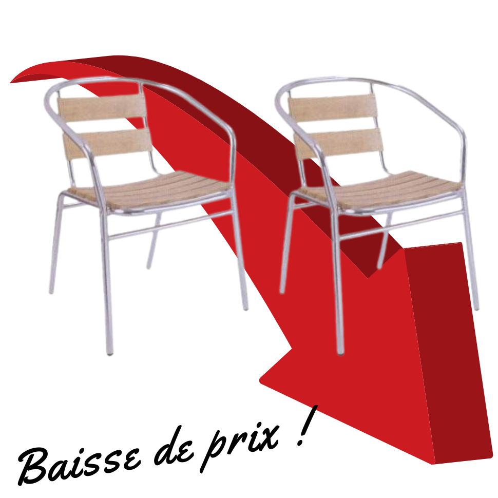 LOT DE 2 FAUTEUILS BOIS/ALUMINIUM