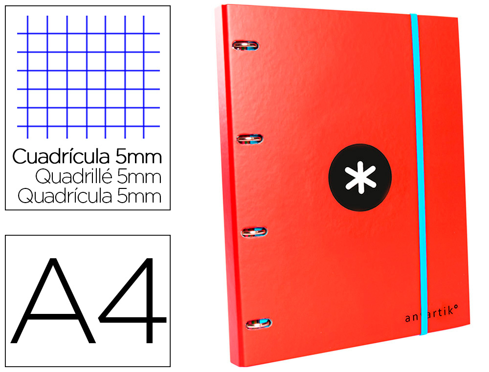 CLASSEUR ANTARTIK + FEUILLETS 5X5 ROUGE